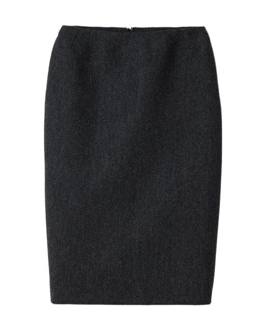 Miu Miu Black Rear Slit Midi Skirt