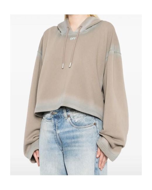 Off-White c/o Virgil Abloh Natural Spray-Effect Logo Stamped Hoodie
