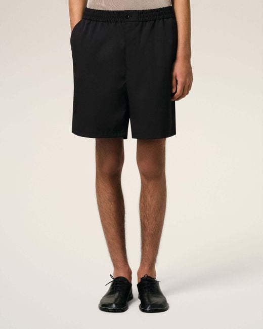 AMI Black Ami Elasticated Waist Shorts for men