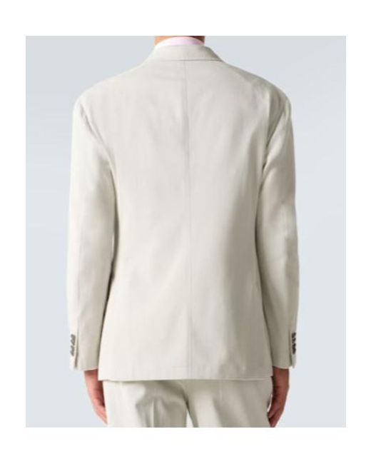 Dunhill White Double-Breasted Cotton And Cashmere Blazer for men