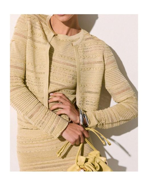 Liu Jo Natural Openwork Button Cardigan