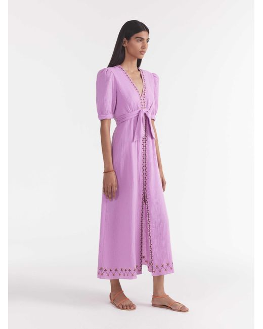 Saloni Purple V-Neck Dress