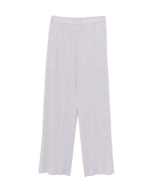 Issey Miyake White Square Pleated Trousers