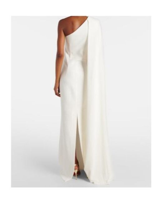 Rebecca Vallance White Athena One-Shoulder Crêpe Gown
