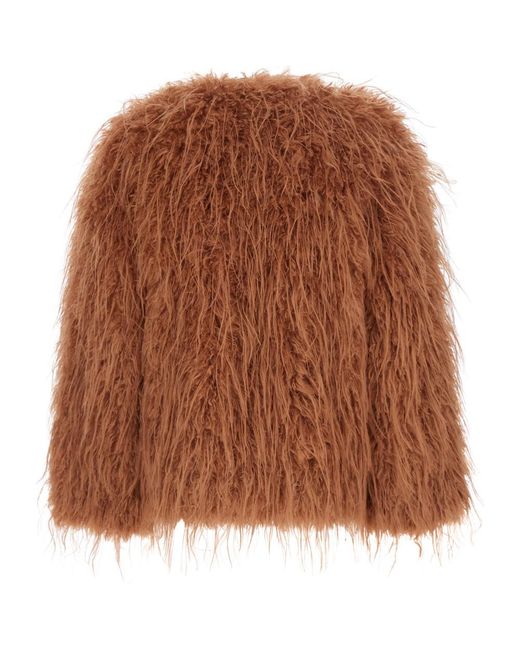 Forte_forte Brown Textured Faux Fur Jacket