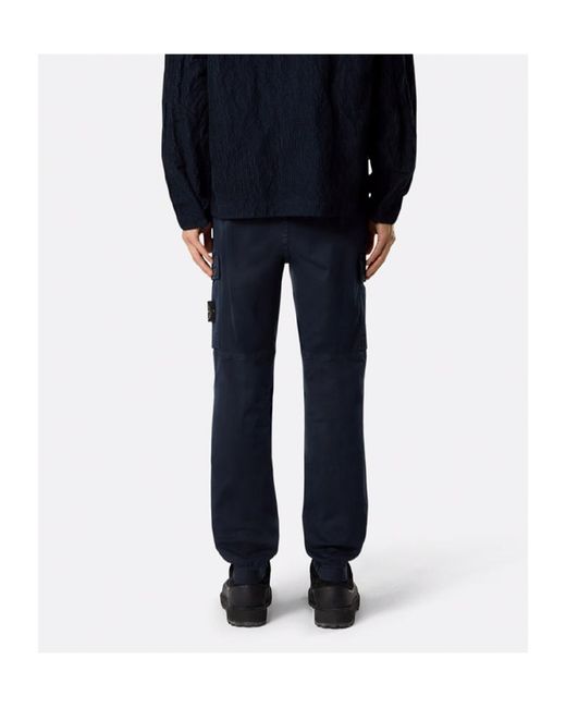 Stone Island Blue Elastic-Waist Casual Trousers for men