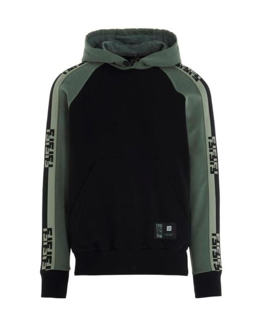 Fendi Black Ff Stripe Panelled Hoodie for men