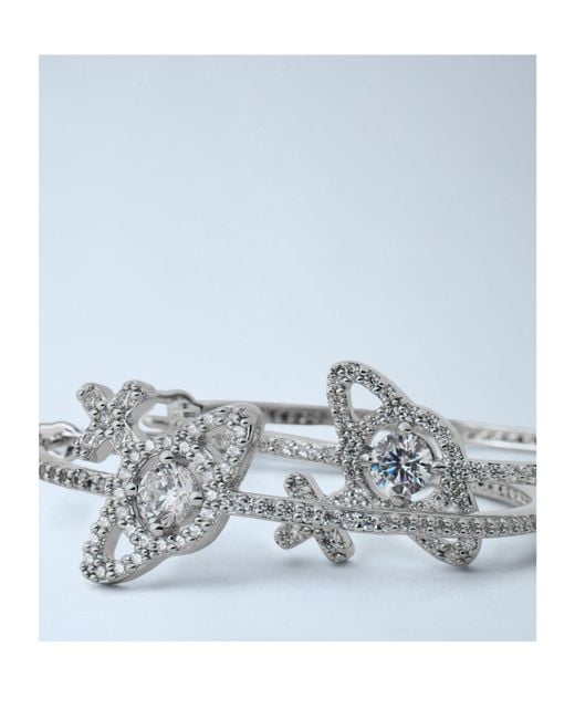 Vivienne Westwood White Olympia Embellished Hoop Earrings