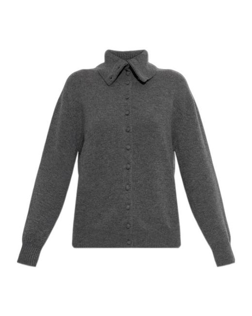 Lisa Yang Gray Denie Button-Up Knitted Sweater