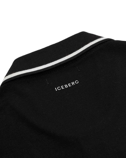 Iceberg Black Printed Pattern Polo Shirt for men