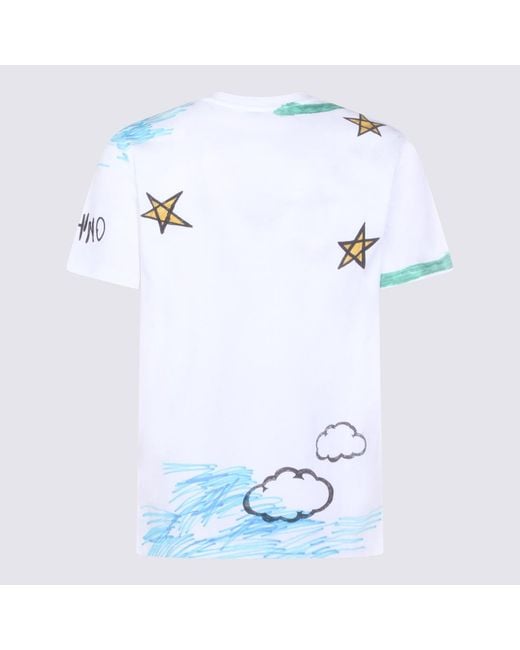 Moschino Blue Short Sleeve Printed T-Shirt for men