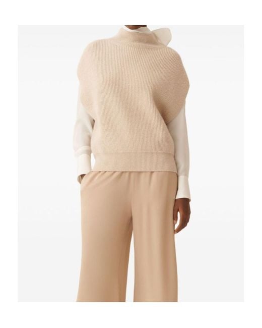 Fabiana Filippi Natural High-Neck Knitted Vest
