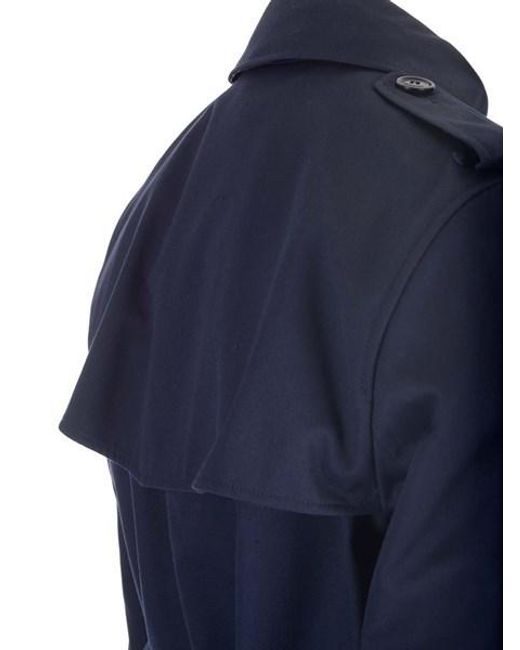 Burberry Blue Kensington Double-Breasted Belted Trench Coat for men