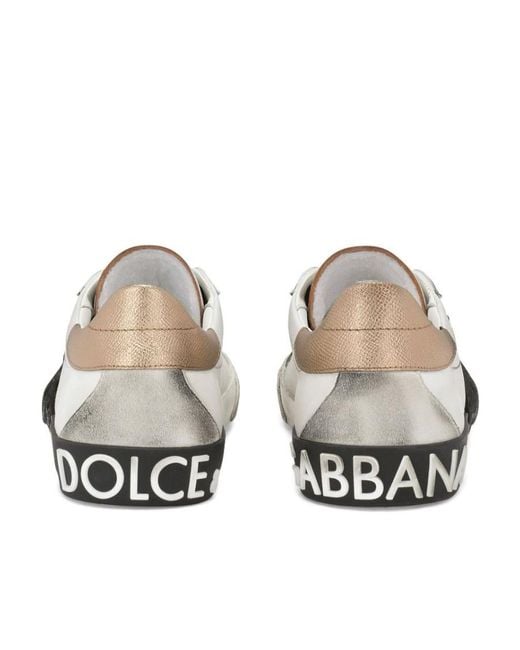 Dolce & Gabbana White And Leather Portofino Vintage Sneakers for men