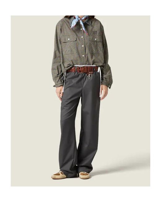 Miu Miu Gray Checked Flannel Shirt