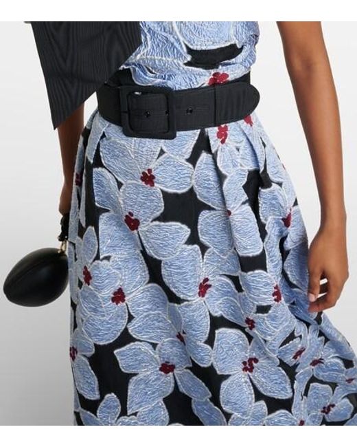 Rebecca Vallance Blue Georgina Floral Brocade Gown
