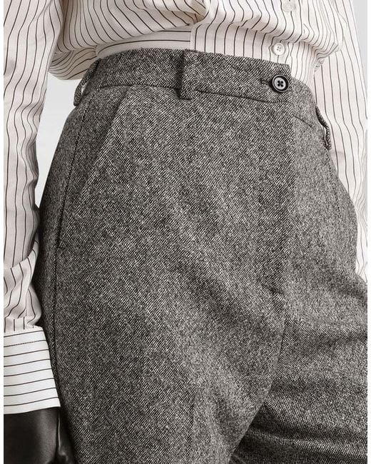 Dolce & Gabbana Gray Virgin Wool Jacquard Slim Trousers