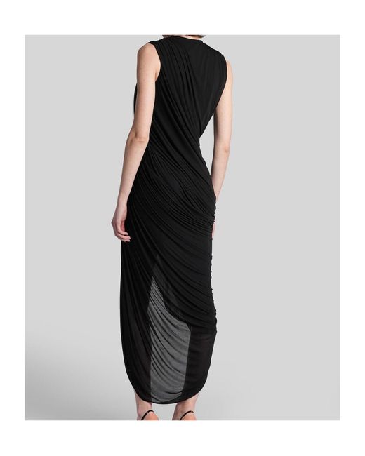 Christopher Esber Black Ruched Stone-Embellished Dress