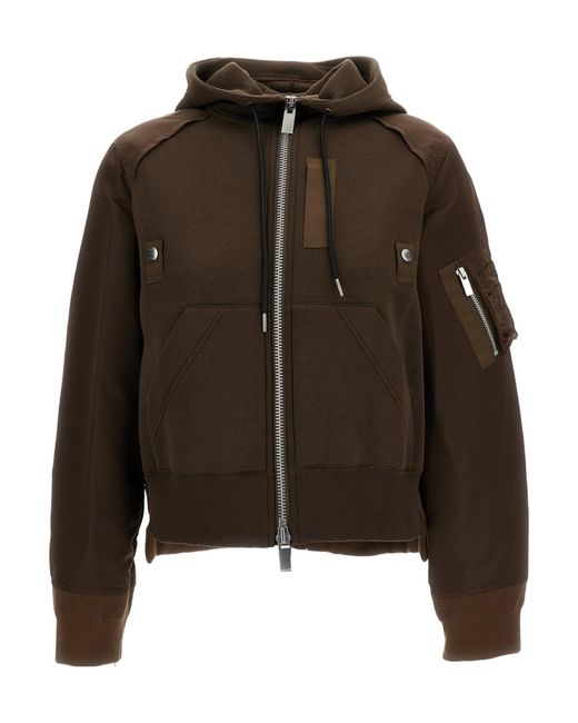 Sacai Brown Casual Hooded Jacket