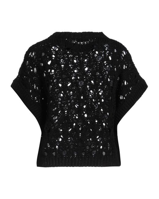 Brunello Cucinelli Black Openwork Knit Top