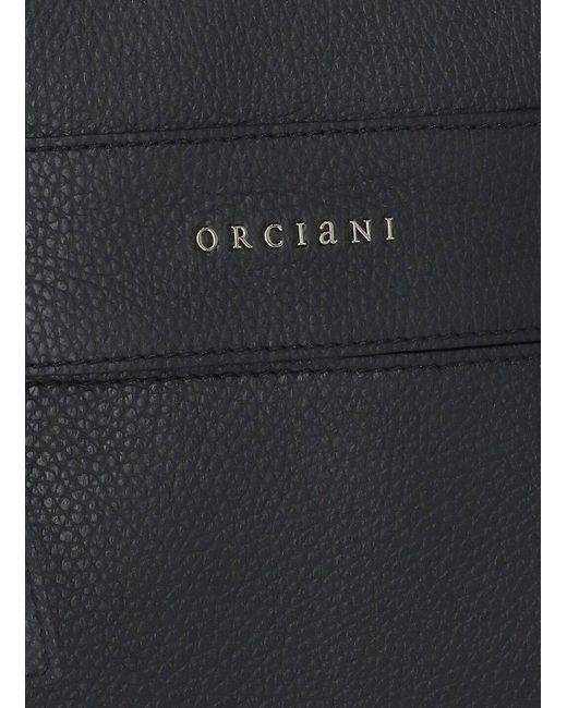 Orciani Black Mini Micron Logo Lettering Messenger Bag for men