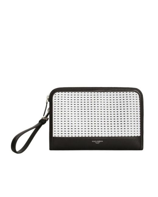Dolce & Gabbana Black Woven Panel Wristlet Bag for men