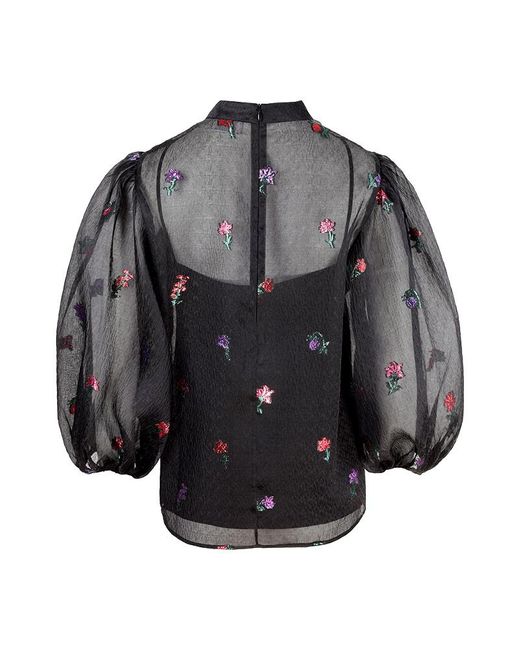 RED Valentino Black Translucent Bow-Tie Blouse