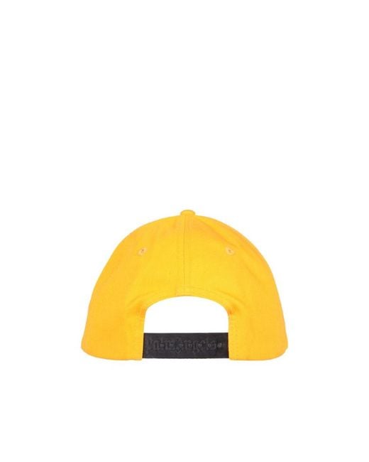 Palm Angels Yellow Curved Logo Embroidered Baseball Cap for men