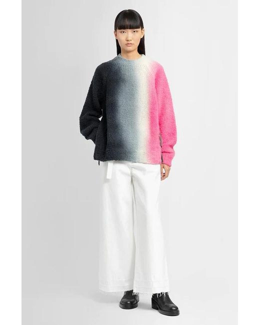 Sacai White High-Waisted Belted Flared Jeans