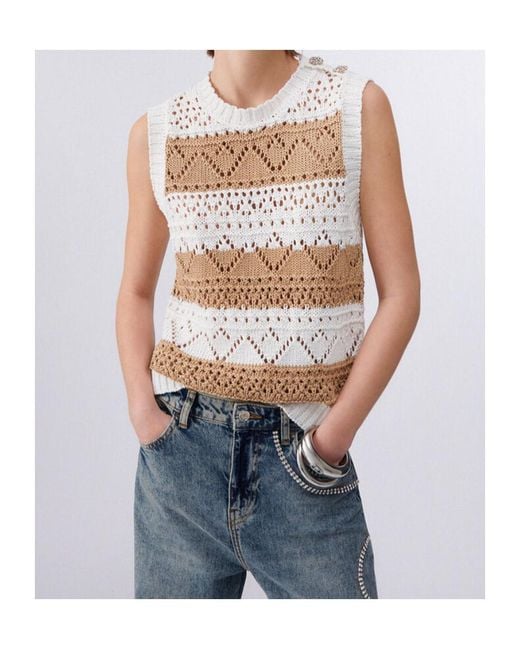 Liu Jo White Crochet Knit Top