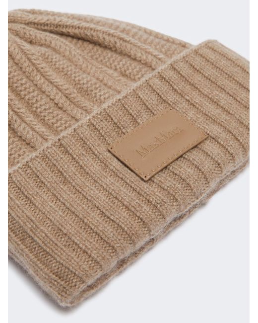 Max Mara Natural Macbeth Logo Patch Beanie