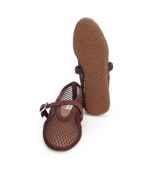 Alaïa Brown Fishnet Ballet Flats
