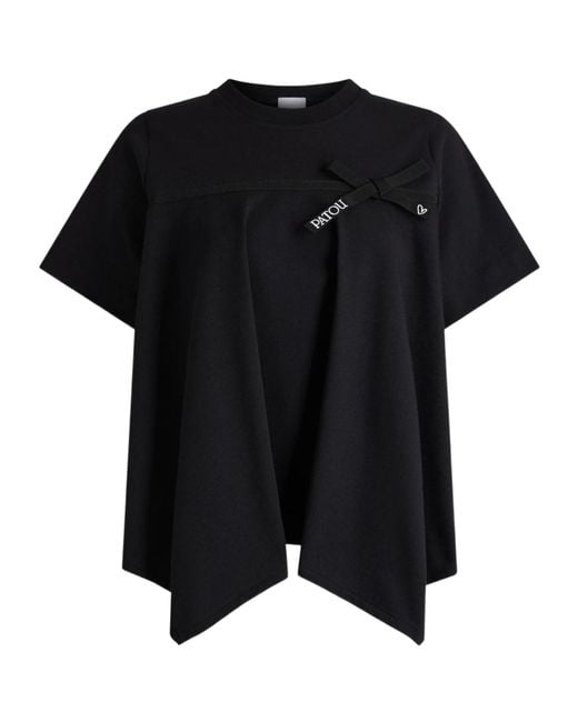 Patou Black Draped Bow-Detail T-Shirt