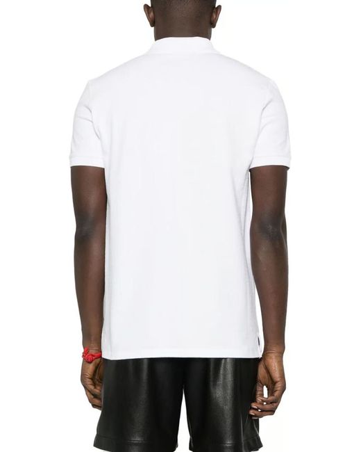 Balmain White Monogram-Patterned Polo Shirt for men
