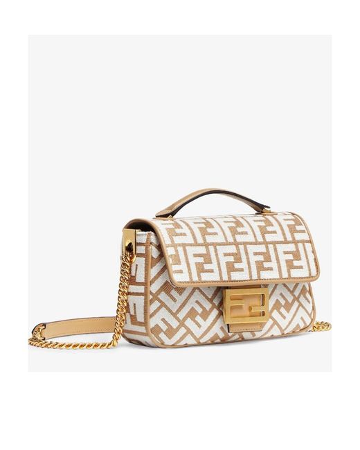 Fendi Natural Baguette Chain Midi Shoulder Bag