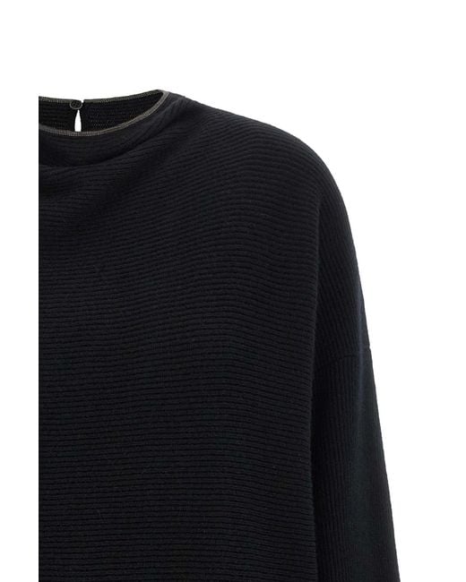 Brunello Cucinelli Blue 'Precious Collar' Dress