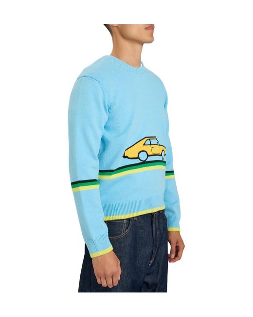 J.W. Anderson Blue Car Striped Cotton-Knit Jumper for men