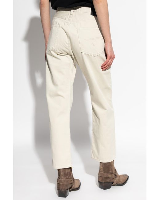 R13 Natural Embroidered-Pocket Jeans