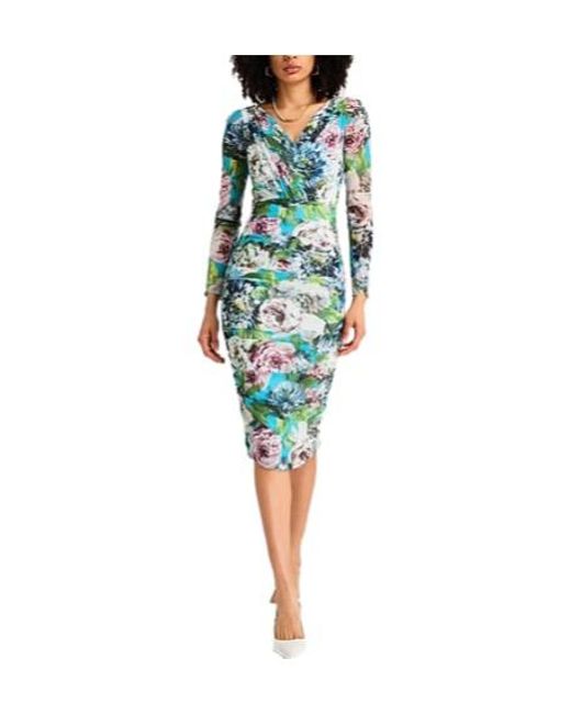Dolce & Gabbana Blue Floral Wrap Dress
