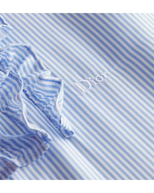 Dior Blue Iviera Blouse With Ruffled Plastron