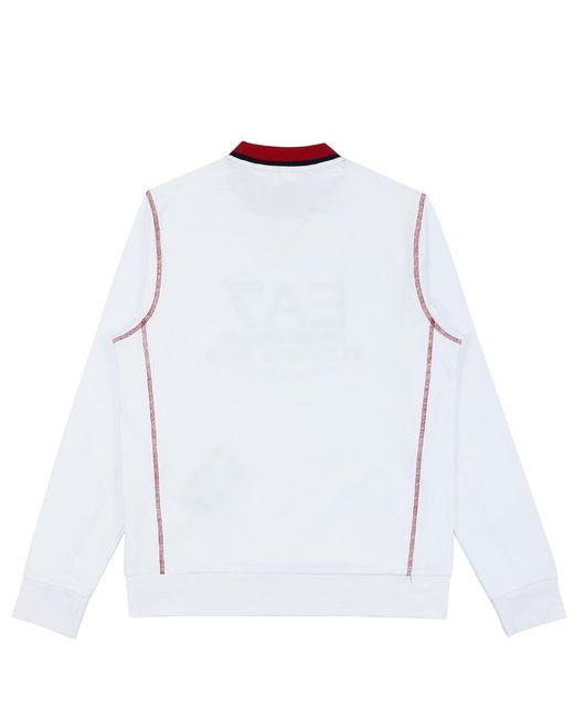 EA7 White Logo Round Neck Sweater for men