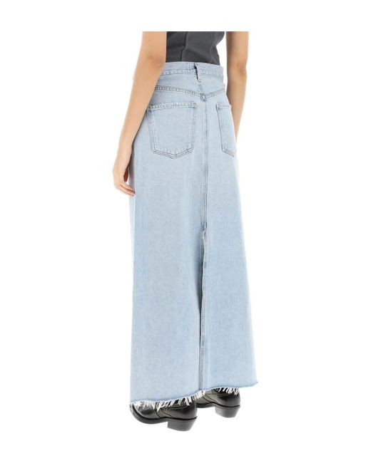 Agolde Blue Belt Loop Denim Skirt