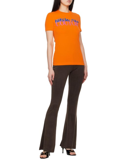 Versace Jeans Orange Couture Logo Printed Crewneck T-Shirt