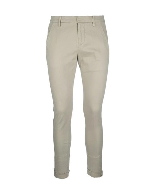 Dondup Gray Logo-Plaque Trousers for men