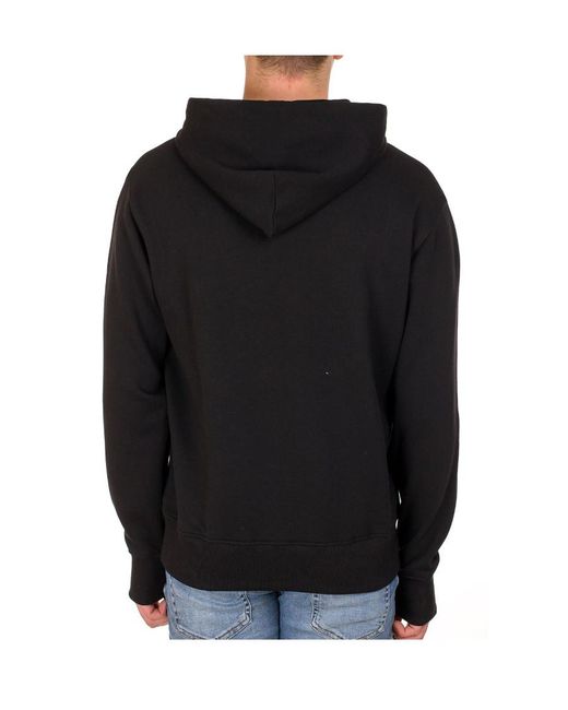 Versace Jeans Black Embroidered-Logo Cotton Hoodie for men