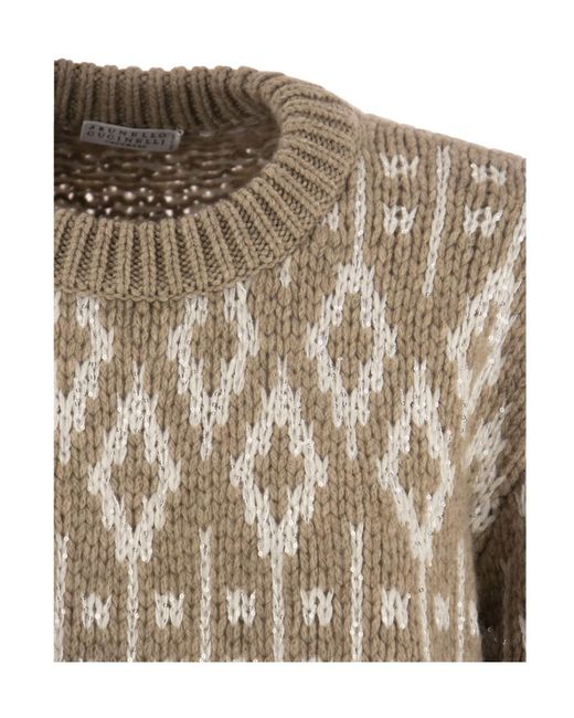 Brunello Cucinelli Multicolor Crew Neck Printed Cashmere Jumper