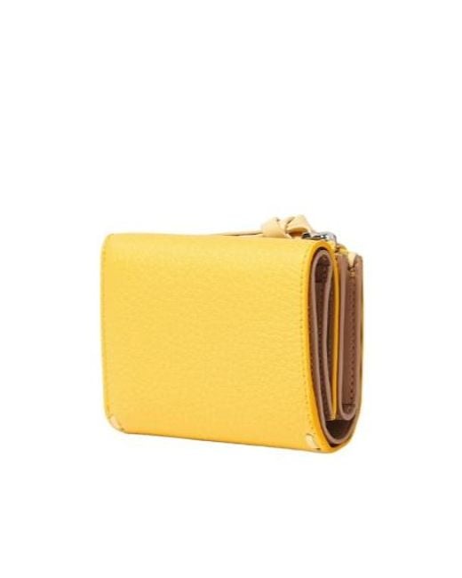 Fendi Yellow Selleria Micro Trifold Wallet
