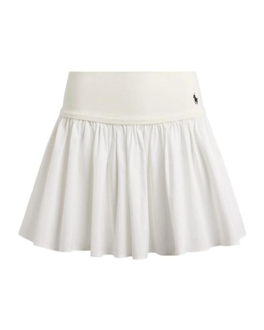 Polo Ralph Lauren White Lila Pleated A-Line Skirt