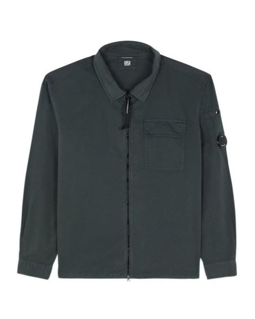 C P Company Green Len Detailed Zip-Up Jacket for men