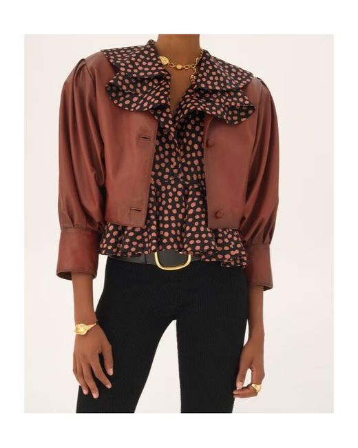 Chloé Red Chloé Collarless Leather Cropped Jacket